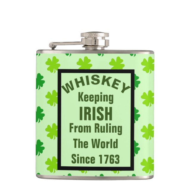 Funny Irish Drinking Humor Joke Booze Whiskey Flask (Front)