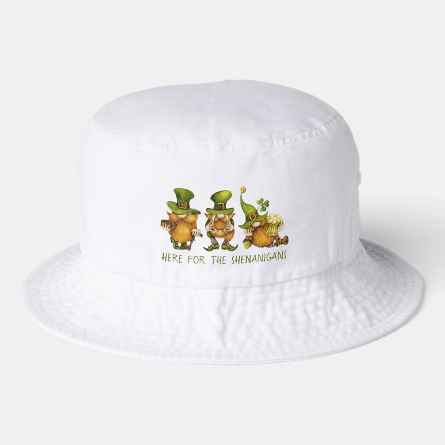 Funny Irish Gnomes Custom St Patrick's Day Bucket Hat (Front)