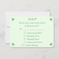 Funny Irish Green Wedding RSVP Invitation Card