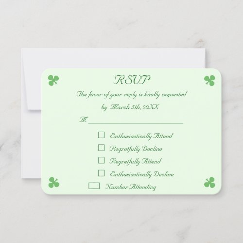 Funny Irish Green Wedding RSVP Invitation Card