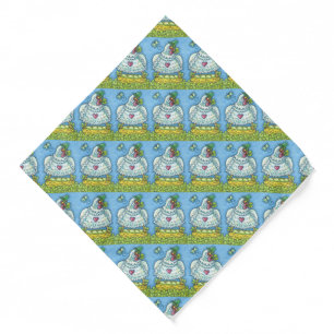 FUNNY IRISH HEN, GREEN EGGS AND SHAMROCKS CUTE BANDANA