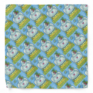 FUNNY IRISH HEN, GREEN EGGS AND SHAMROCKS CUTE BANDANA