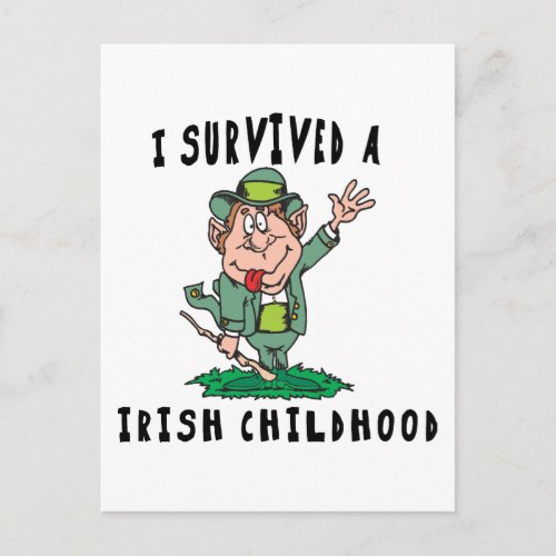 Funny Irish _ I Survived A Irish Childhood Postcard