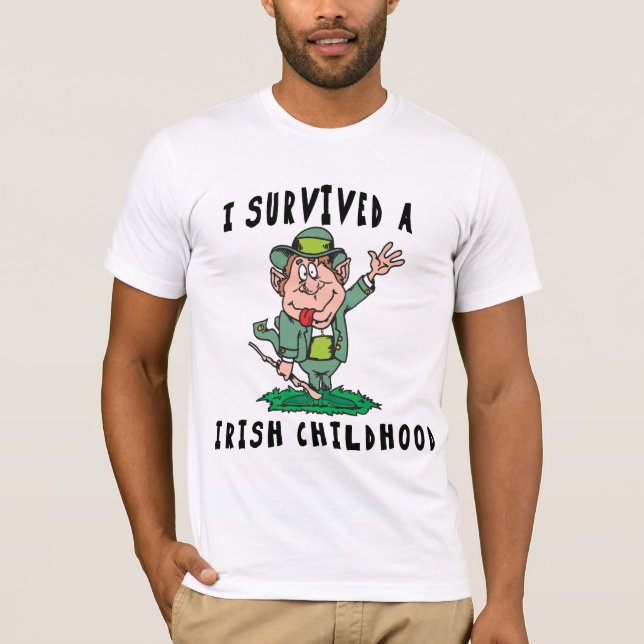 Funny Irish - I Survived A Irish Childhood T-Shirt (Front)