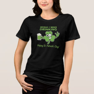 Funny Irish I Was Drinking St. Patrick's Day Humor Tri-Blend Shirt