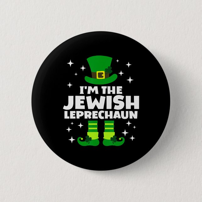 Funny Irish Jewish Leprechaun Happy St Patricks Da Button (Front)