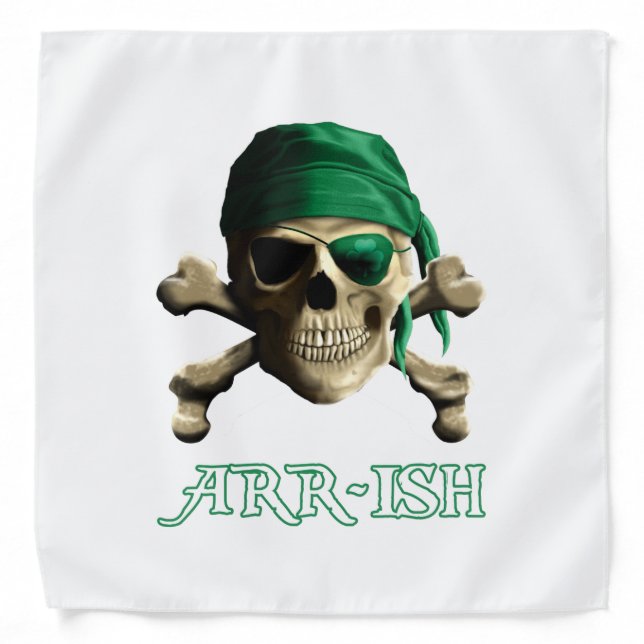 Funny Irish Jolly Roger Pirate Skull ARR-ISH Bandana (Front)