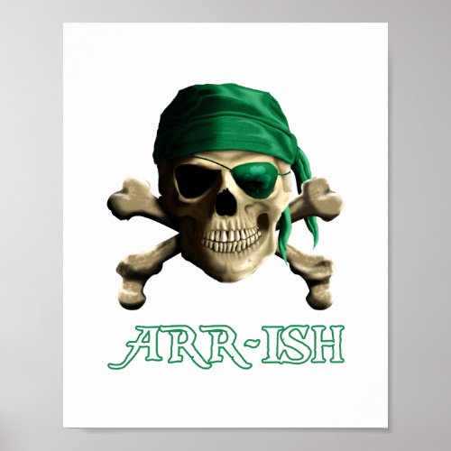 Funny Irish Jolly Roger Pirate Skull ARR_ISH Poster