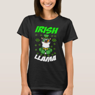 Funny Irish Llama Alpaca Face Cute St Patrick Day  T-Shirt