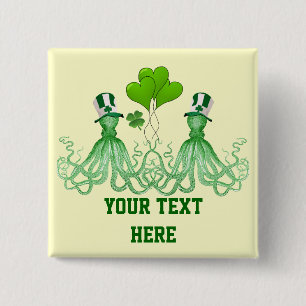Funny Irish octopi St Patrick's day Pinback Button