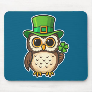 Funny irish owl st patrick's day lucky charm mouse pad