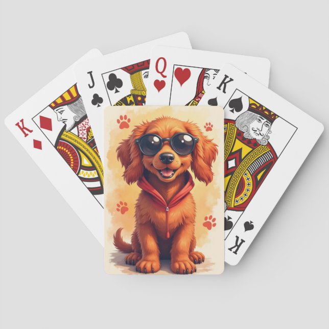 Funny Irish Red Setter Kawaii Dog Poker Cards (Back)