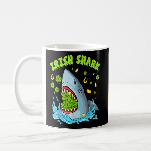Funny Irish Shark Shamrock Shark Lover St Patrick  Coffee Mug