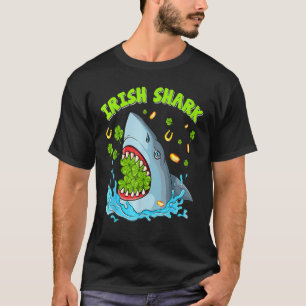 Funny Irish Shark Shamrock Shark Lover St Patrick  T-Shirt