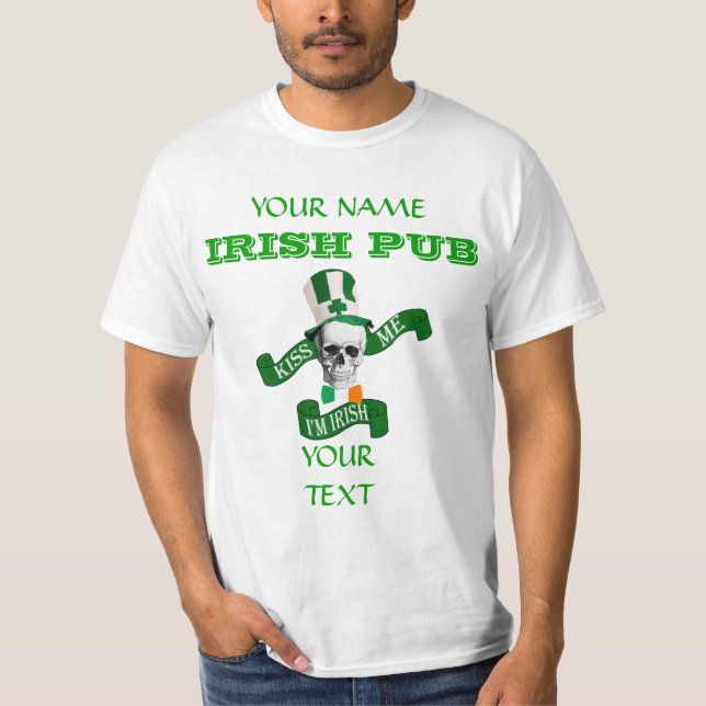 Funny Irish skull  St Pat's day T-Shirt (Front)