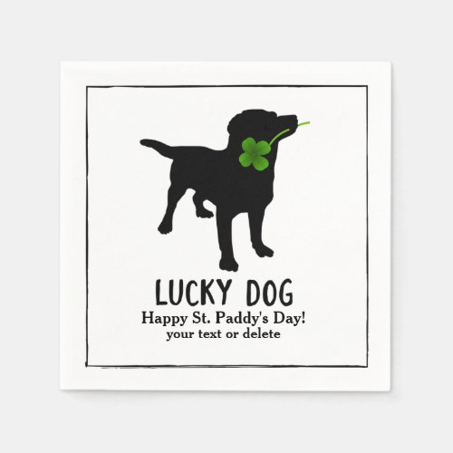 Funny Irish St Patricks Day Black Lab Lucky Dog Paper Napkins