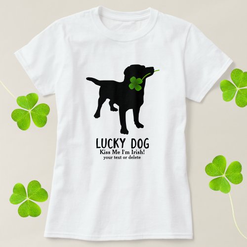 Funny Irish St Patricks Day Black Lab Lucky Dog T_Shirt