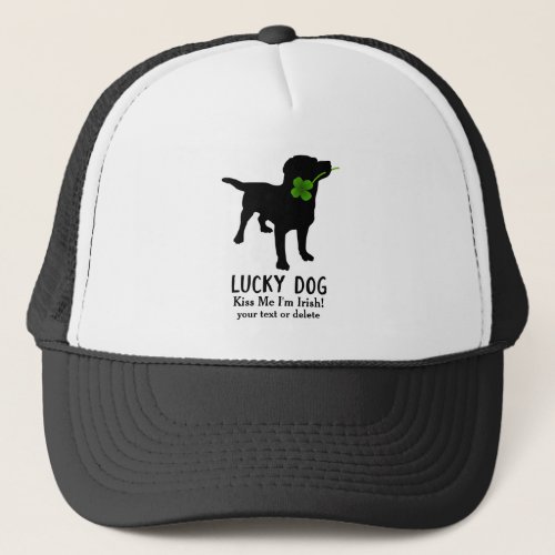 Funny Irish St Patricks Day Black Lab Lucky Dog Trucker Hat