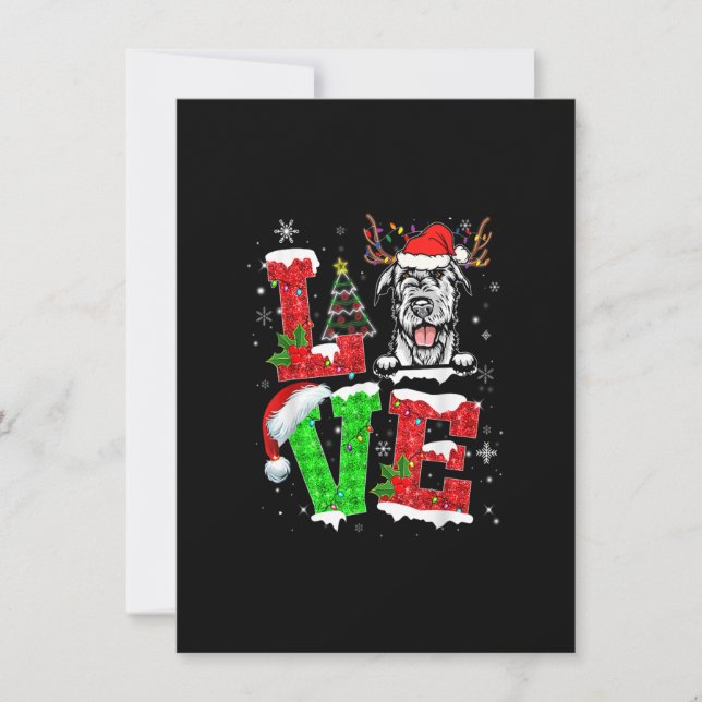 Funny Irish Wolfhound Dog Tree Christmas Lights Xm Invitation (Front)