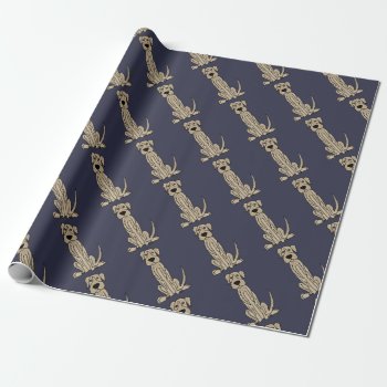 Funny Irish Wolfhound Puppy Dog Art Wrapping Paper by Petspower at Zazzle