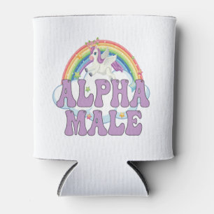 Funny Ironic Alpha Male Unicorn Rainbow Magical Can Cooler