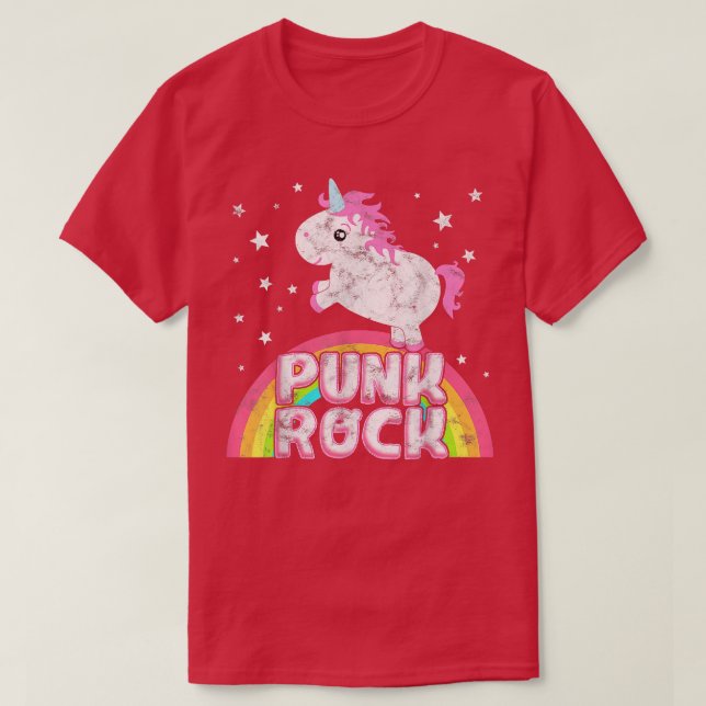 Funny Ironic Cool Unicorn Punk Rock Music Tee Fest (Design Front)