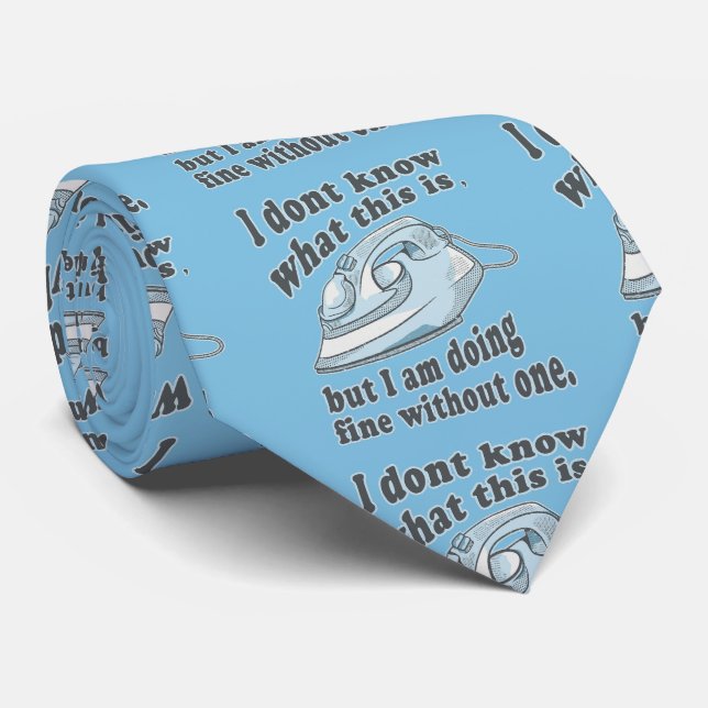 Funny ironing design I hate ironing Neck Tie (Rolled)