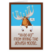Funny “Irving the Jewish Moose” Hanukkah Card (Front)