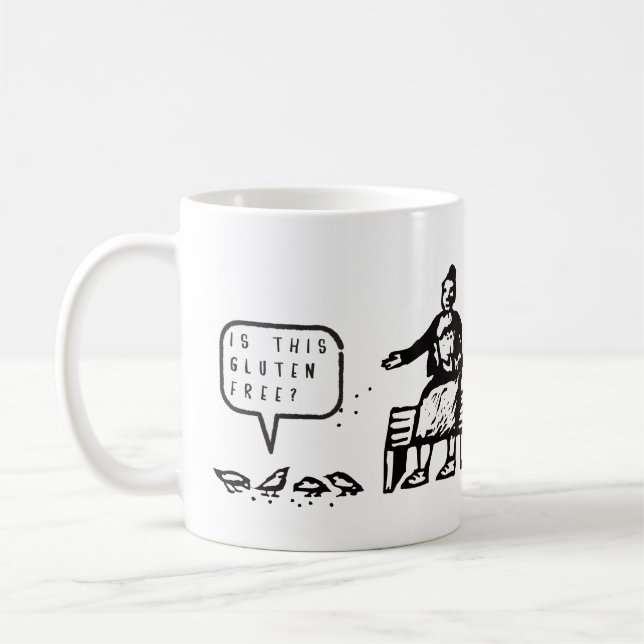 Funny Is This Gluten Free Birds Cartoon Coffee Mug (Left)