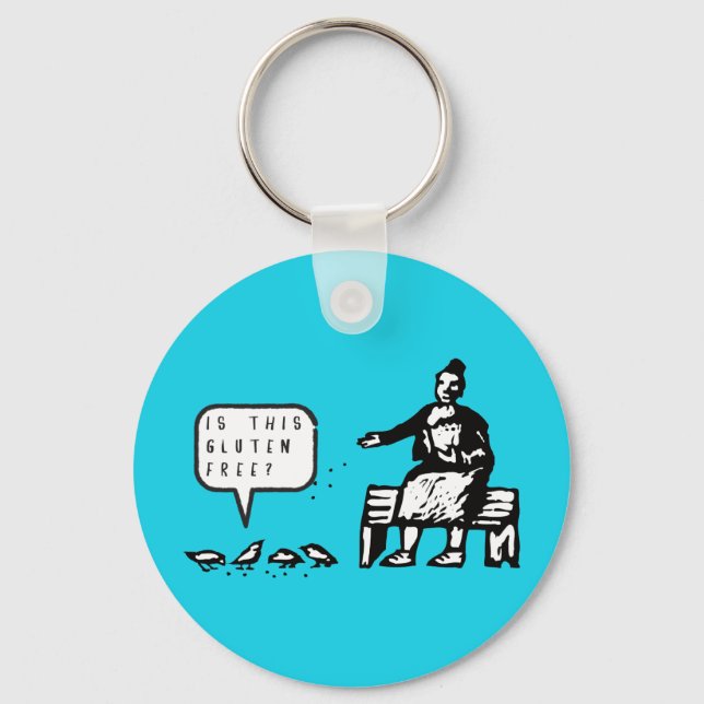Funny Is This Gluten Free Birds Cartoon Keychain (Front)