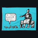 Funny Is This Gluten Free Birds Cartoon Kitchen Towel<br><div class="desc">Is your kitchen gluten free? Let everyone know with this funny bright blue kitchen towel that features a funny cartoon of a woman feeding some birds. One of the birds asks, "Is This Gluten Free?" The black and white cartoon is set against a bright blue background. Looking for fun gluten...</div>