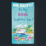 Funny Island Beach 60th Birthday Cruise Ship Door Banner<br><div class="desc">The Tropical Cruise Ship Banner is perfect for those who want to celebrate a 60th birthday in style. Our banner is created with watercolor art and features a cruise ship design that is sure to impress. It's the perfect way to decorate your stateroom door and make it easy to find...</div>