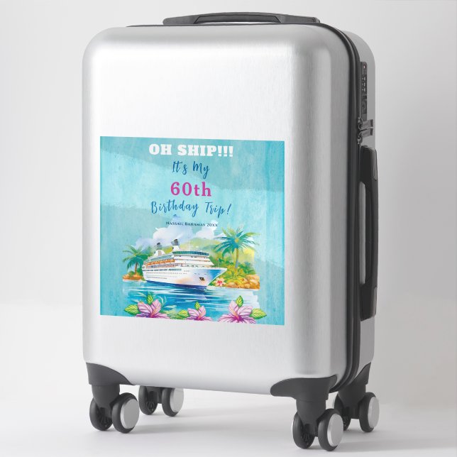 Funny Island Beach 60th Birthday Cruise Sticker (Suitcase)