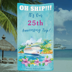 Funny Island Beach Anniversary Cruise Ship Door Banner