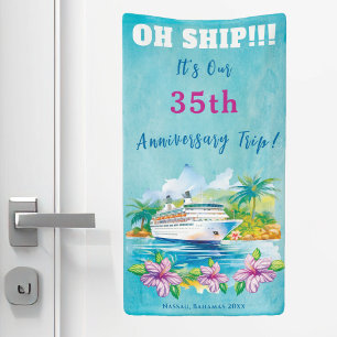Funny Island Beach Anniversary Cruise Ship Door Banner