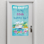 Funny Island Beach Birthday Cruise Ship Door Banner<br><div class="desc">The Tropical Cruise Ship Banner is perfect for those who want to celebrate their birthday in style. Our banner is created with watercolor art and features a cruise ship design that is sure to impress. It's the perfect way to decorate your stateroom door and make it easy to find your...</div>