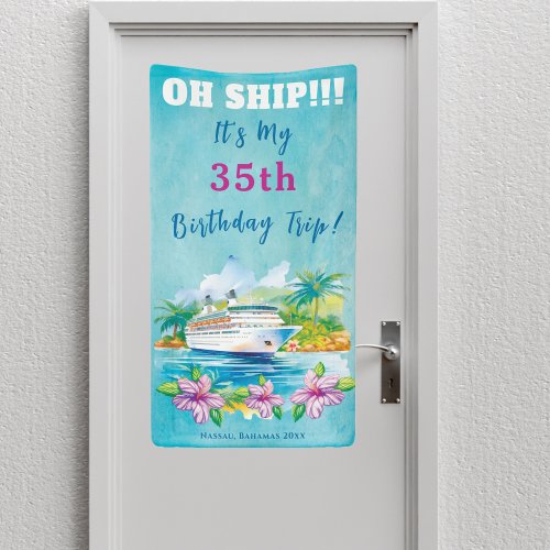 Funny Island Beach Birthday Cruise Ship Door Banner