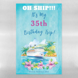 Funny Island Beach Birthday Cruise Ship Door Magnetic Dry Erase Sheet