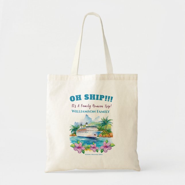 Funny Island Cruise Ship Family Reunion Tote Bag (Front)