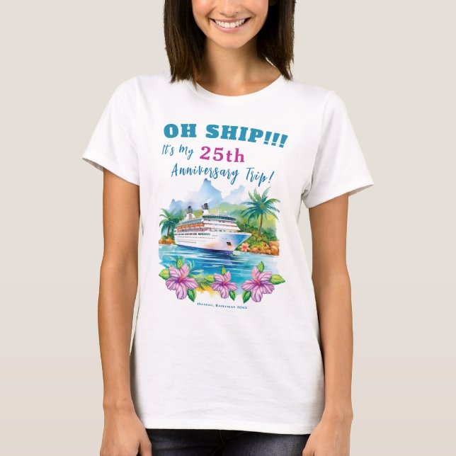 Funny Island Cruise Ship Wedding Anniversary T-Shirt (Front)