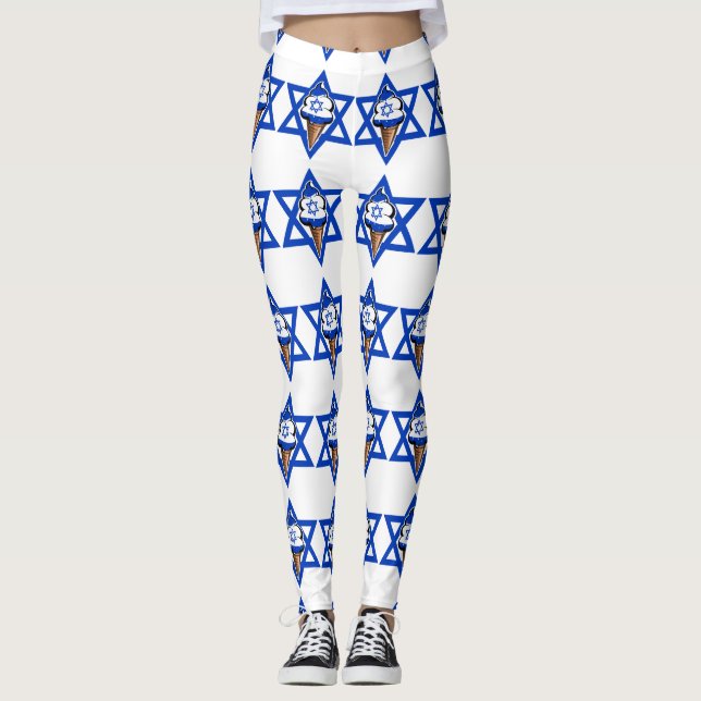 Funny Israeli flag ice cream Leggings (Front)