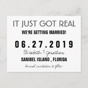 Funny It Just Got Real Wedding Save the Date Announcement Postcard