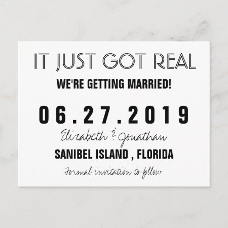 Funny It Just Got Real Wedding Save The Date Announcement Postcard