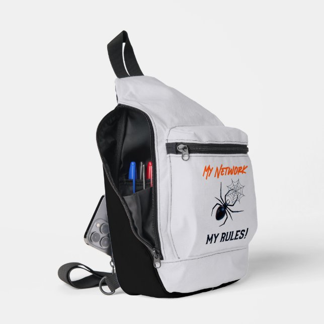 Funny IT Network Admin Humor Gift Sling Bag (Open)