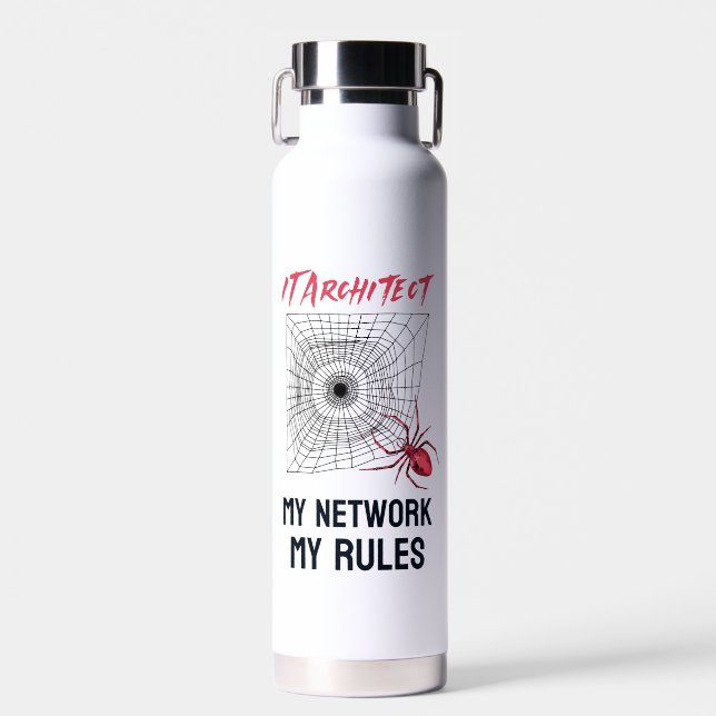 Funny IT Network Admin Humor Gift Water Bottle (Front)