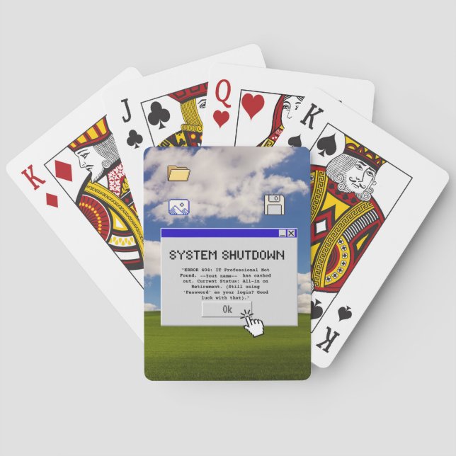 Funny IT Retirement Game Night System Shutdown Poker Cards (Back)