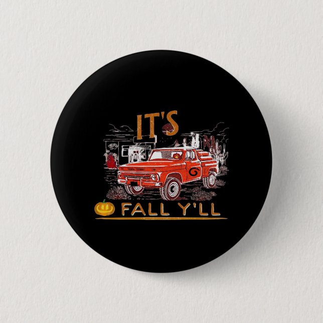 Funny It’s Fall Y’all Cute Gnomes Pumpkin Button (Front)
