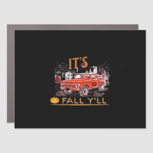 Funny It’s Fall Y’all Cute Gnomes Pumpkin Car Magnet