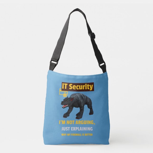 Funny IT Security Explaining Tech Humor Design Crossbody Bag (Front)