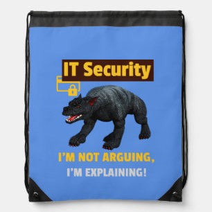Funny IT Security Explaining Tech Humor Design Drawstring Bag